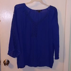 Royal blue boho style blouse